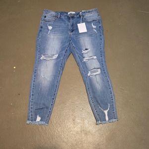 NWT Kancan Los Angeles Mid Rise‎ Ankle Skinny Curvy Denim Jeans Women's Size 2XL